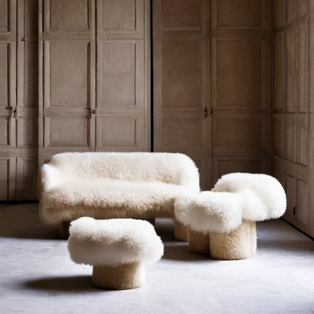 You are currently viewing yves salomon reimagines pierre chapo pieces in upcycled shearling furniture series.